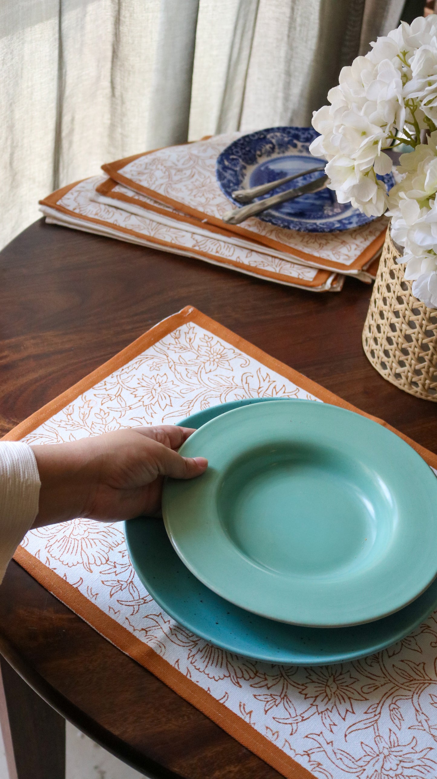 Floral Cotton Placemats | Terracotta