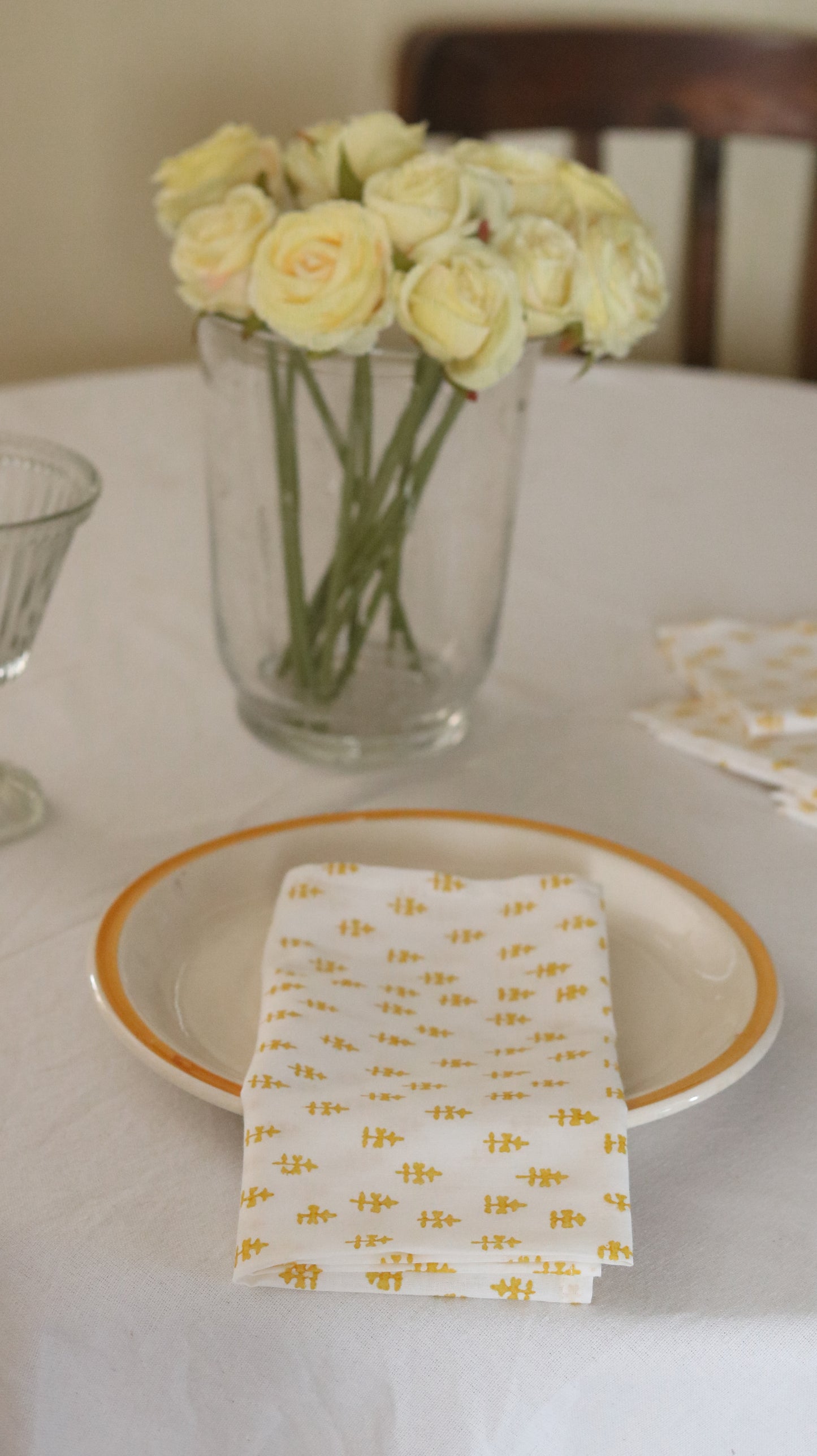 Mini Floral Cotton Napkins | Mustard and Cream