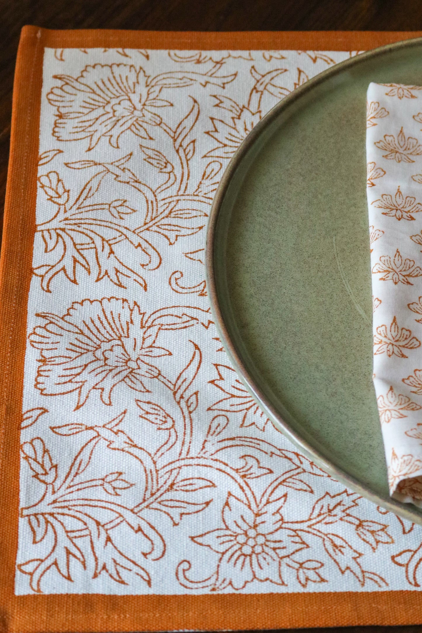 Floral Cotton Placemats | Terracotta