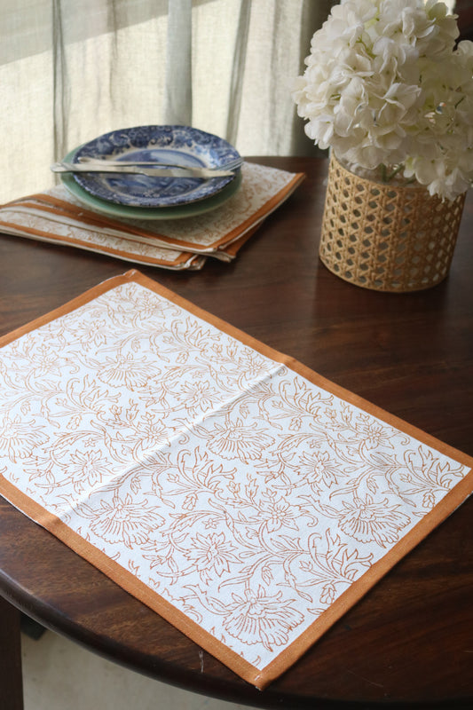 Floral Cotton Placemats | Terracotta