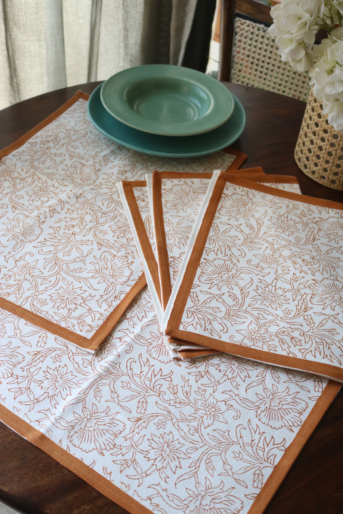 Floral Cotton Placemats | Terracotta