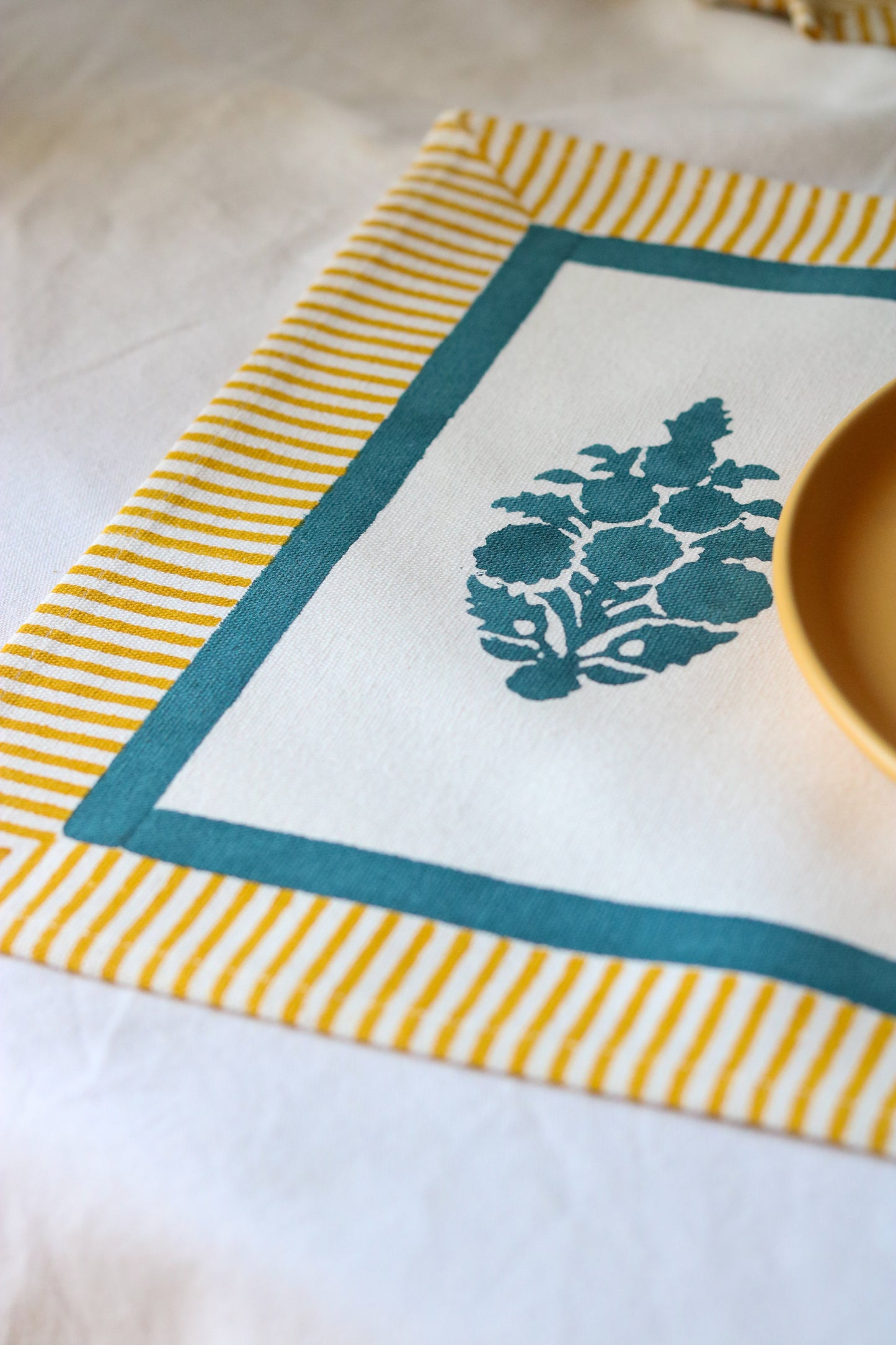 Floral Bouquet Placemats | Mustard and Teal