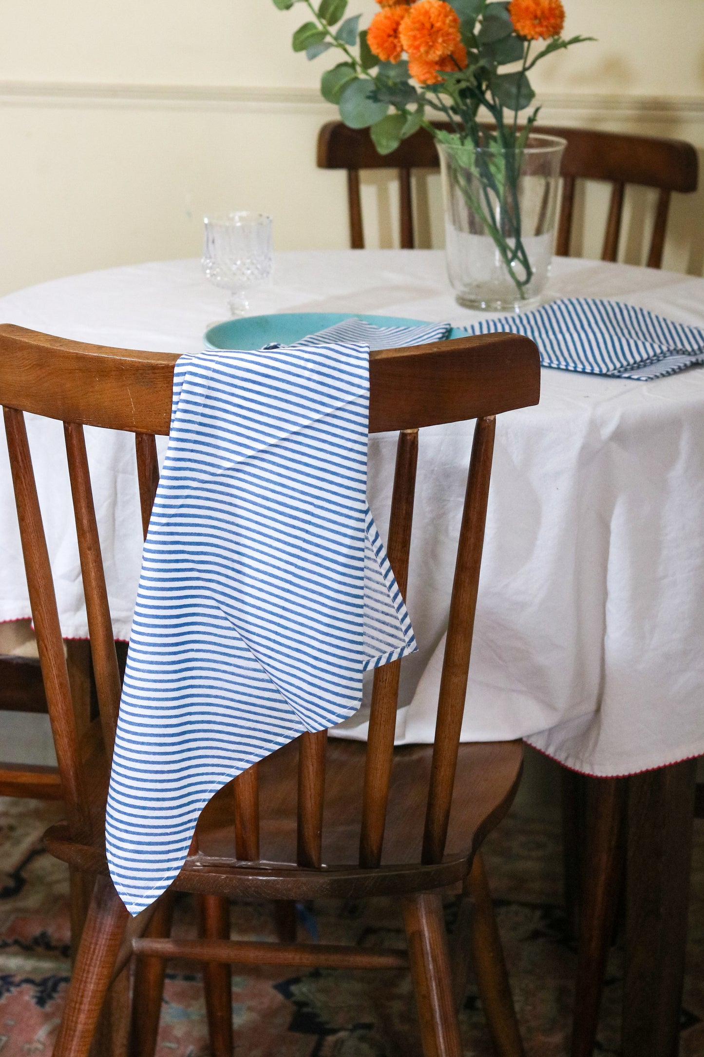 Cotton Striped Napkins | Blue & White