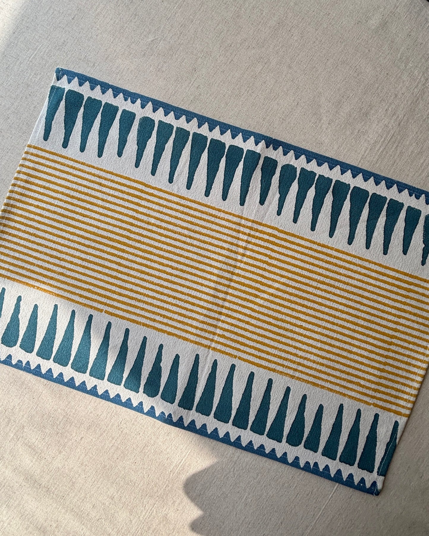 Striped Cotton Placemats | Mustard and Teal
